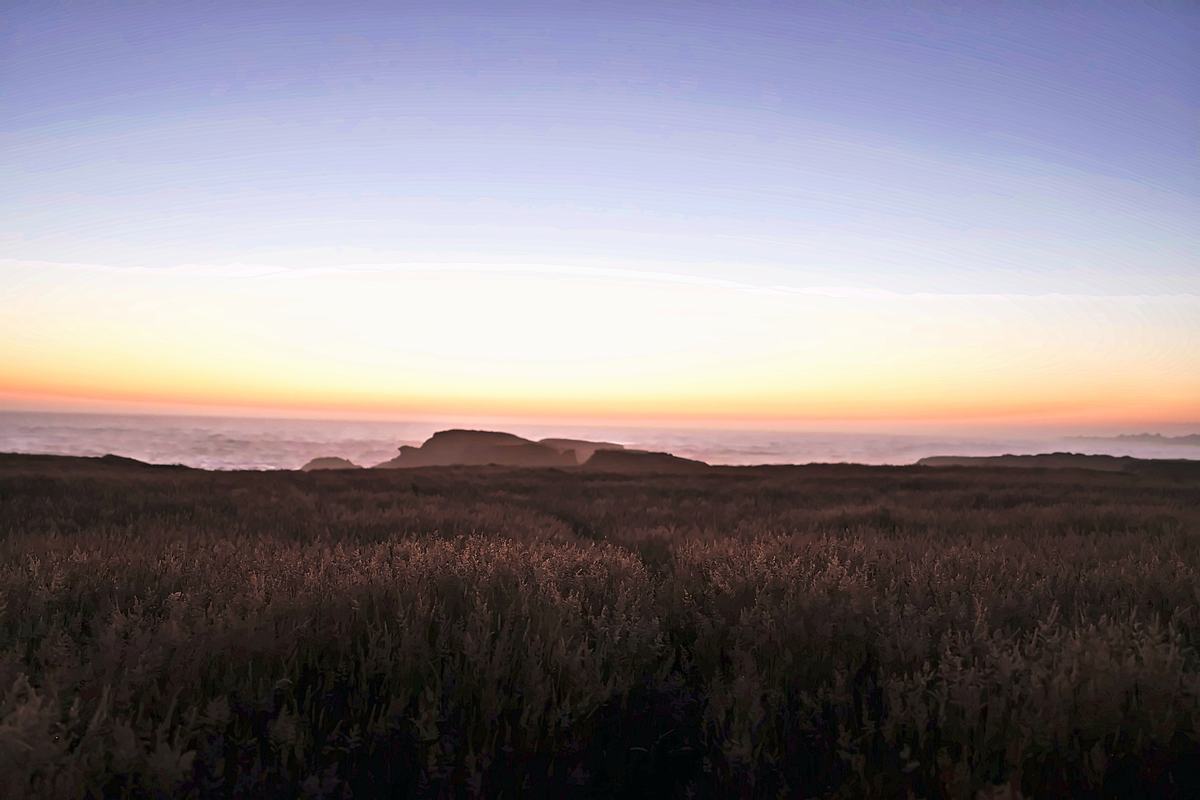 The Meadow After Sundown. A photograph of The Mendocino coast, California.